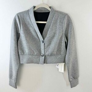 Commense Jacket Womens S Athflow Gray Cropped‎ V Neck Button Front Athleisure